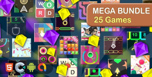 Mega Casual Game bundle - 25 Games(Html5 + Construct 3 +Mobile)